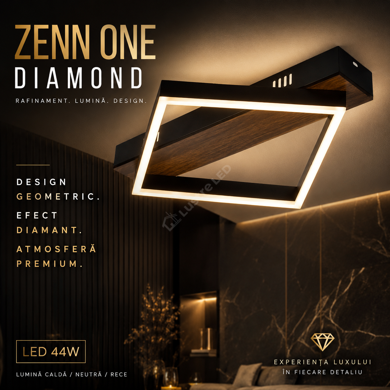 Lustra Aplicata Zenn One Diamond 45CM Echivalent 220W Telecomanda