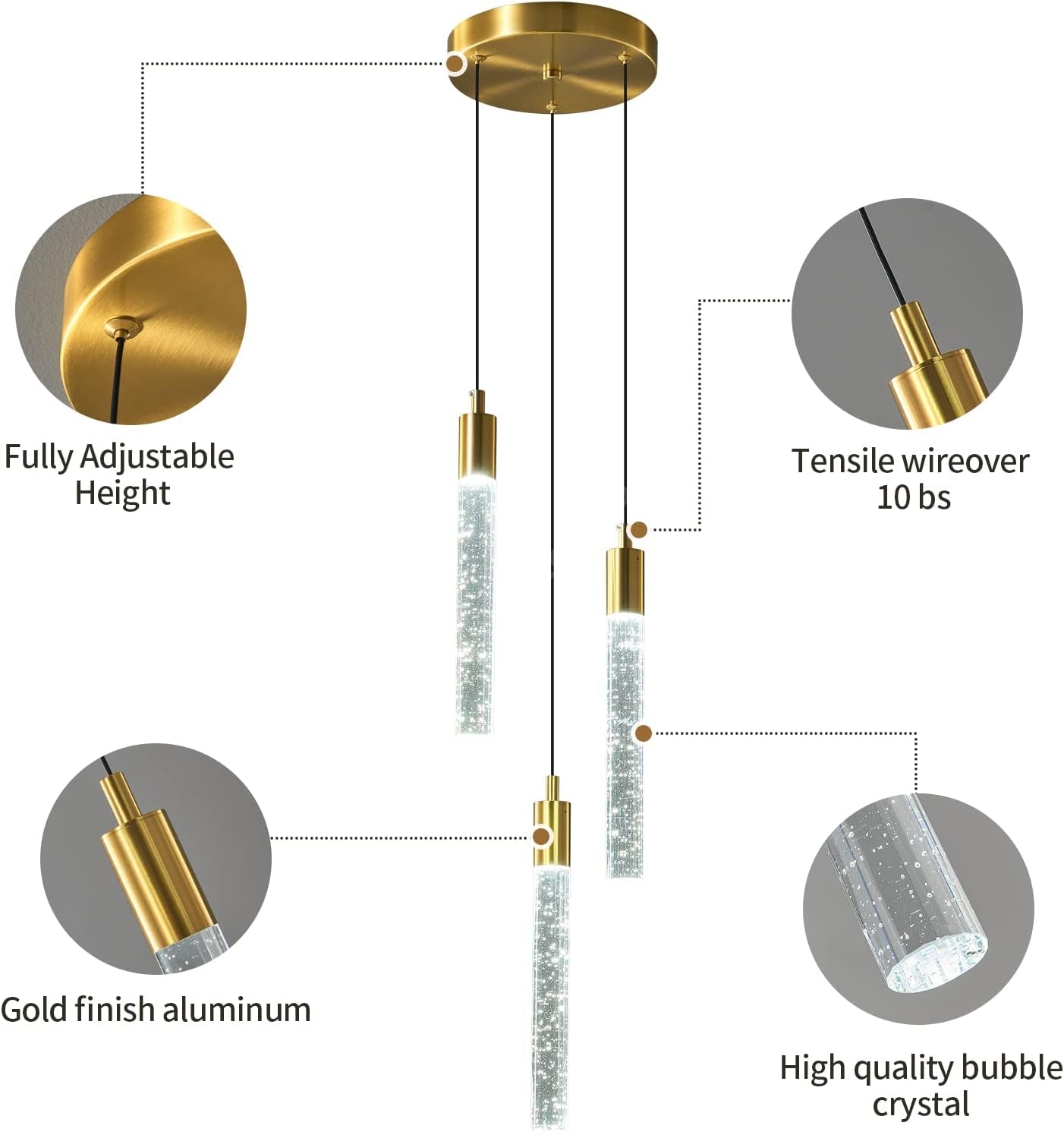 Lustra BUBBLE Glass Gold Echivalent 200W