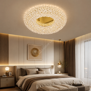 Lustra Crystal Round Golden Sponge Mirror Telecomanda