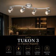 Lustra Cu 4 Spoturi Reglabile Silver TUKON 3