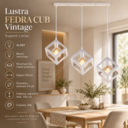 Lustra FEDRA CUB ALB Vintage Suport Liniar