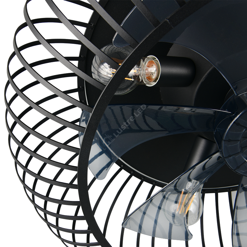Lustra Johanna Black cu Ventilator si Telecomanda Premium Germany