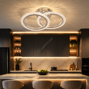Lustra LED 1+1 CIRCLE Bubble Silver Echivalent 200W Telecomanda
