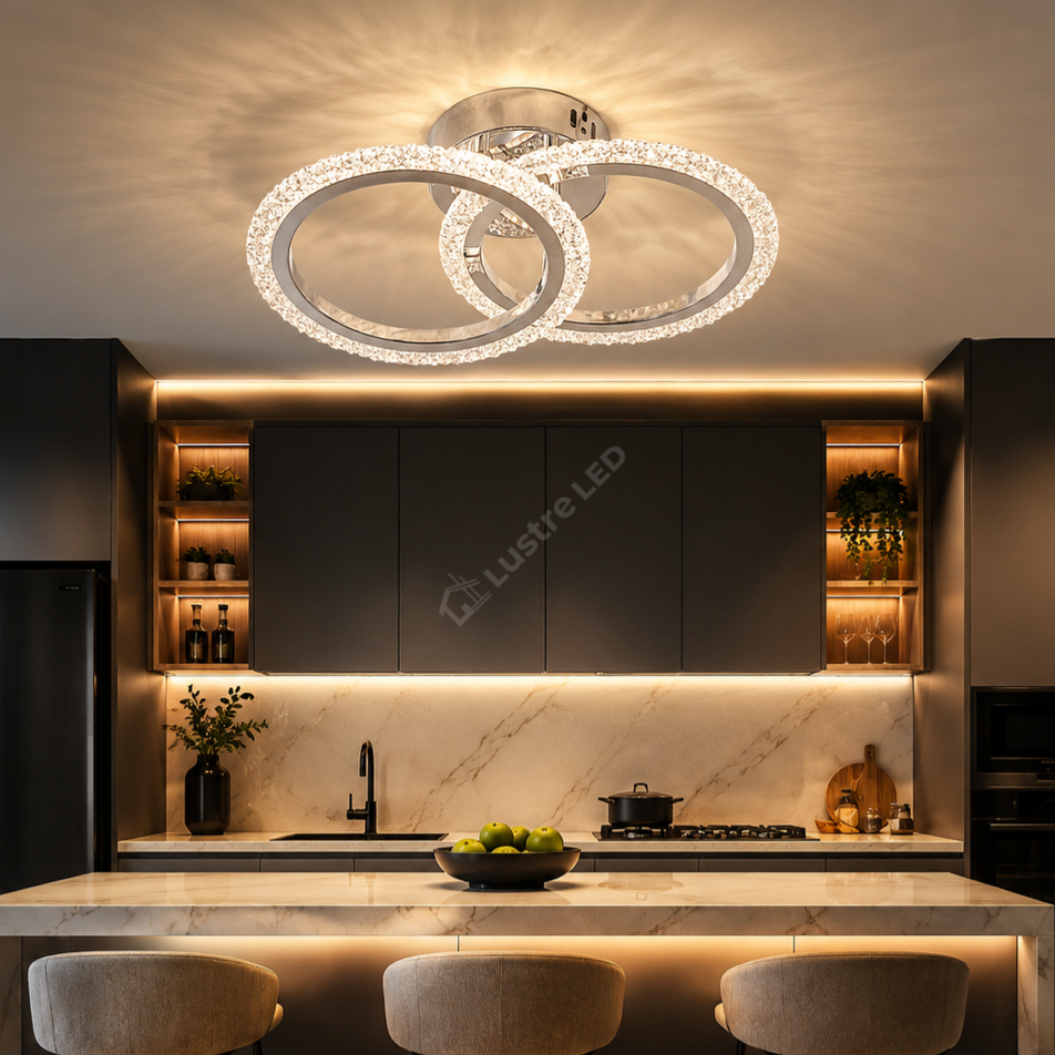 Lustra LED 1+1 CIRCLE Bubble Silver Echivalent 200W Telecomanda