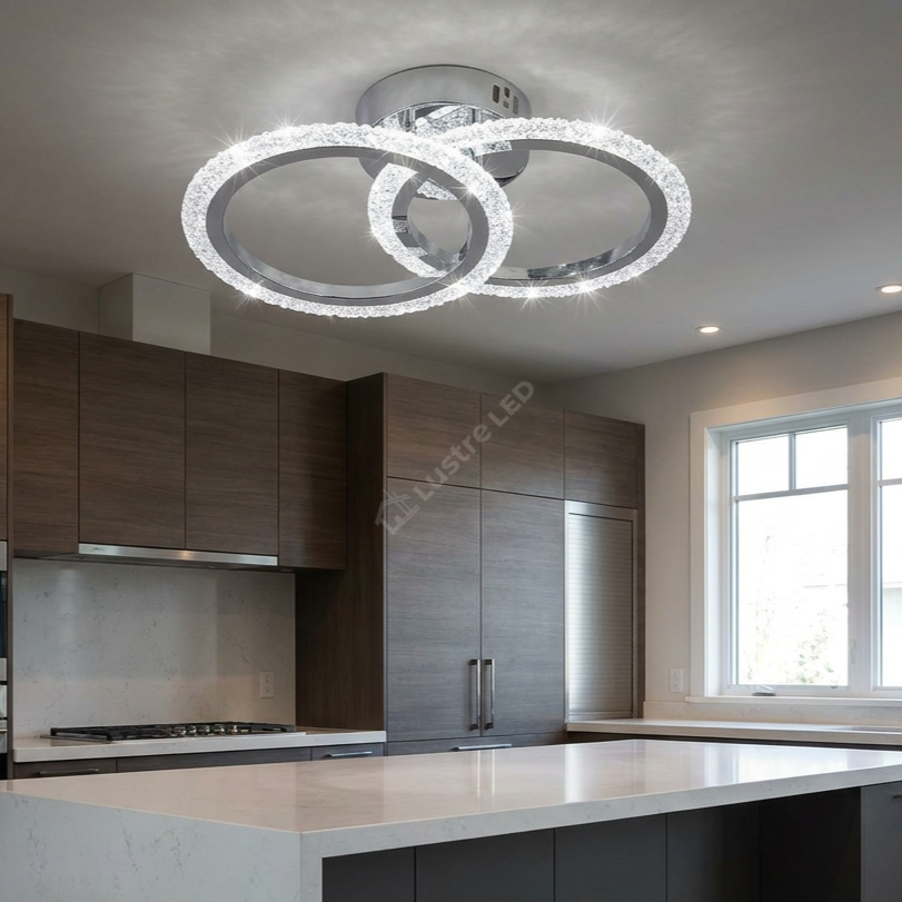 Lustra LED 1+1 CIRCLE Bubble Silver Echivalent 200W Telecomanda