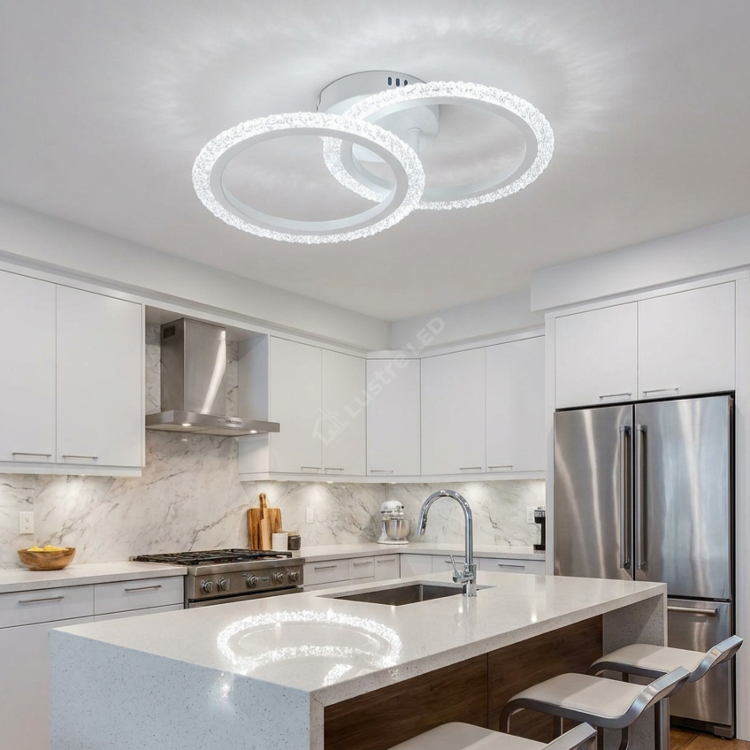 Lustra LED 1+1 CIRCLE Bubble White Echivalent 200W Telecomanda