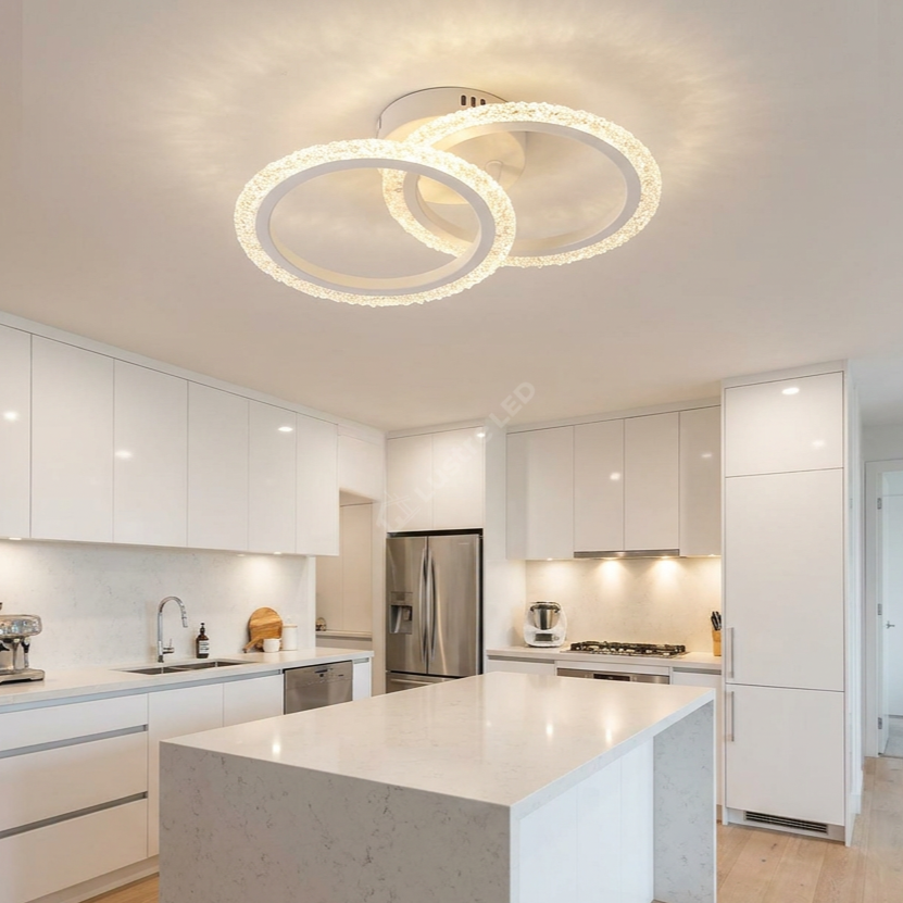Lustra LED 1+1 CIRCLE Bubble White Echivalent 200W Telecomanda