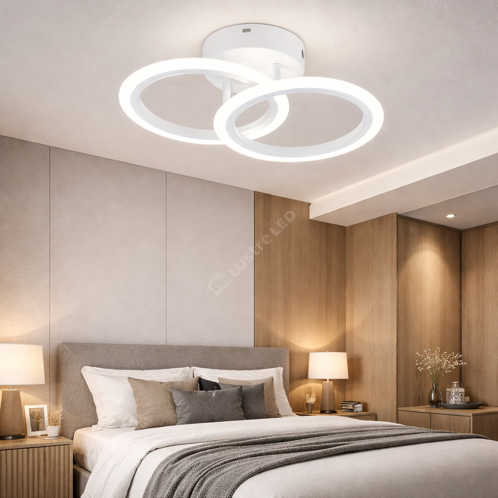 Lustra LED 1+1 Circle Design Alb Echivalent 300W Telecomanda