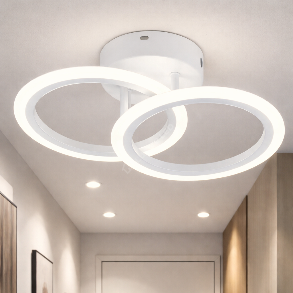 Lustra LED 1+1 Circle Design Alb Echivalent 300W Telecomanda