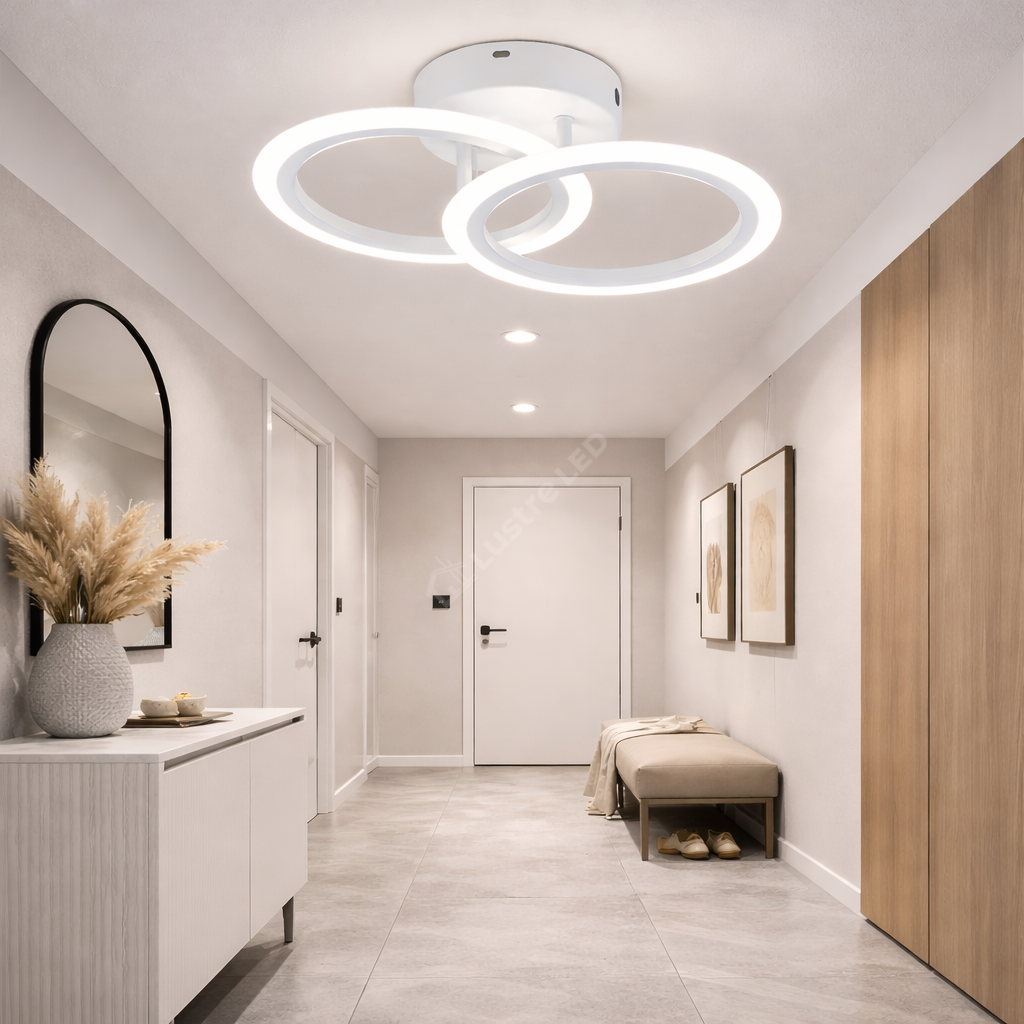 Lustra LED 1+1 Circle Design Alb Echivalent 300W Telecomanda