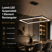 Lustra LED 1 Element Rectangular 80X40cm Neagra Echivalent 400W