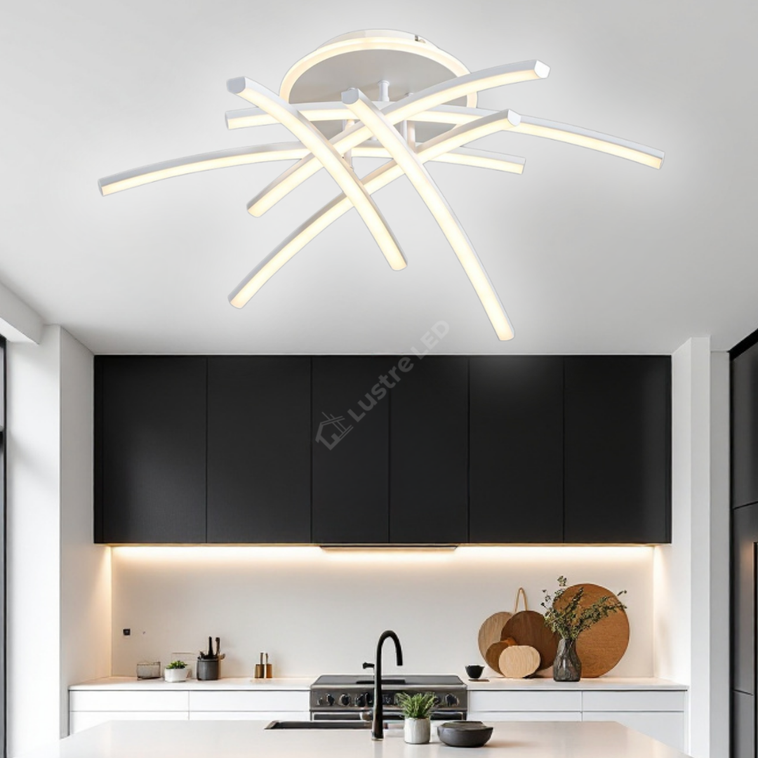 Lustra LED 6 Modern LINES White Echivalent 400W Telecomanda WT-7023-6C ALBA / 69CM / MINIMALIST DESIGN Lighting Fixtures
