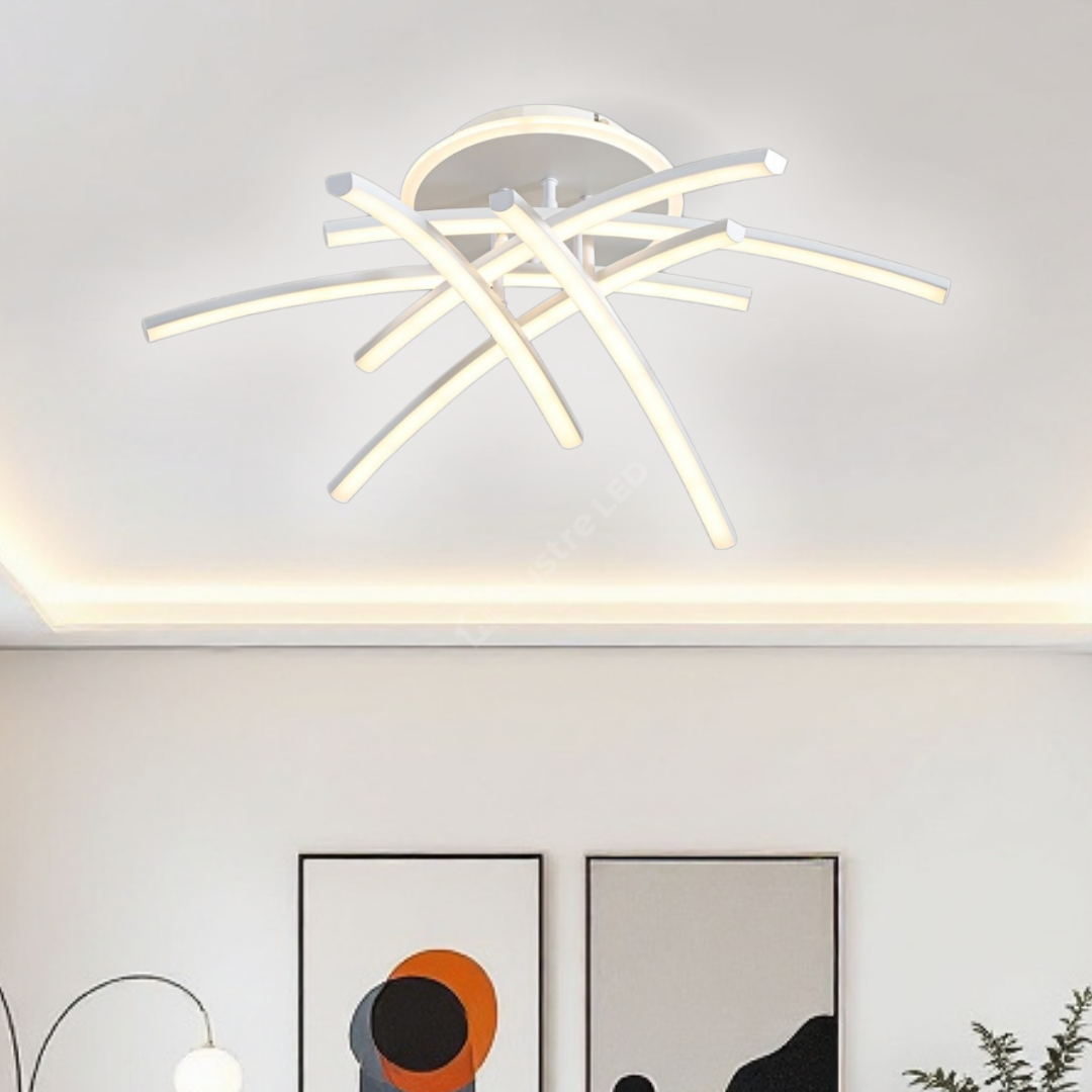 Lustra LED 6 Modern LINES White Echivalent 400W Telecomanda WT-7023-6C ALBA / 69CM / MINIMALIST DESIGN Lighting Fixtures