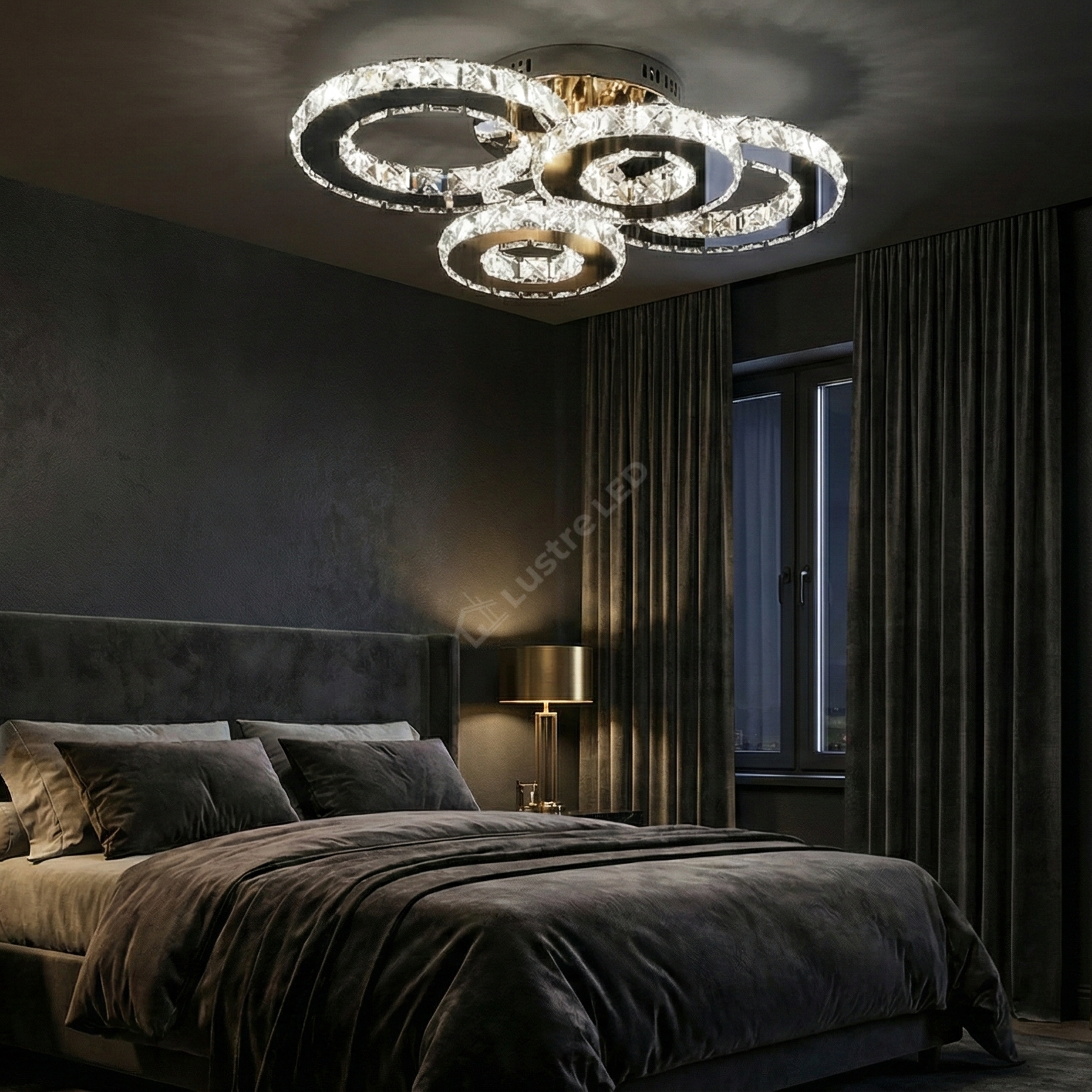 Lustra LED 2+2 CIRCLE Chrome Cristal Telecomanda Echivalent 400W