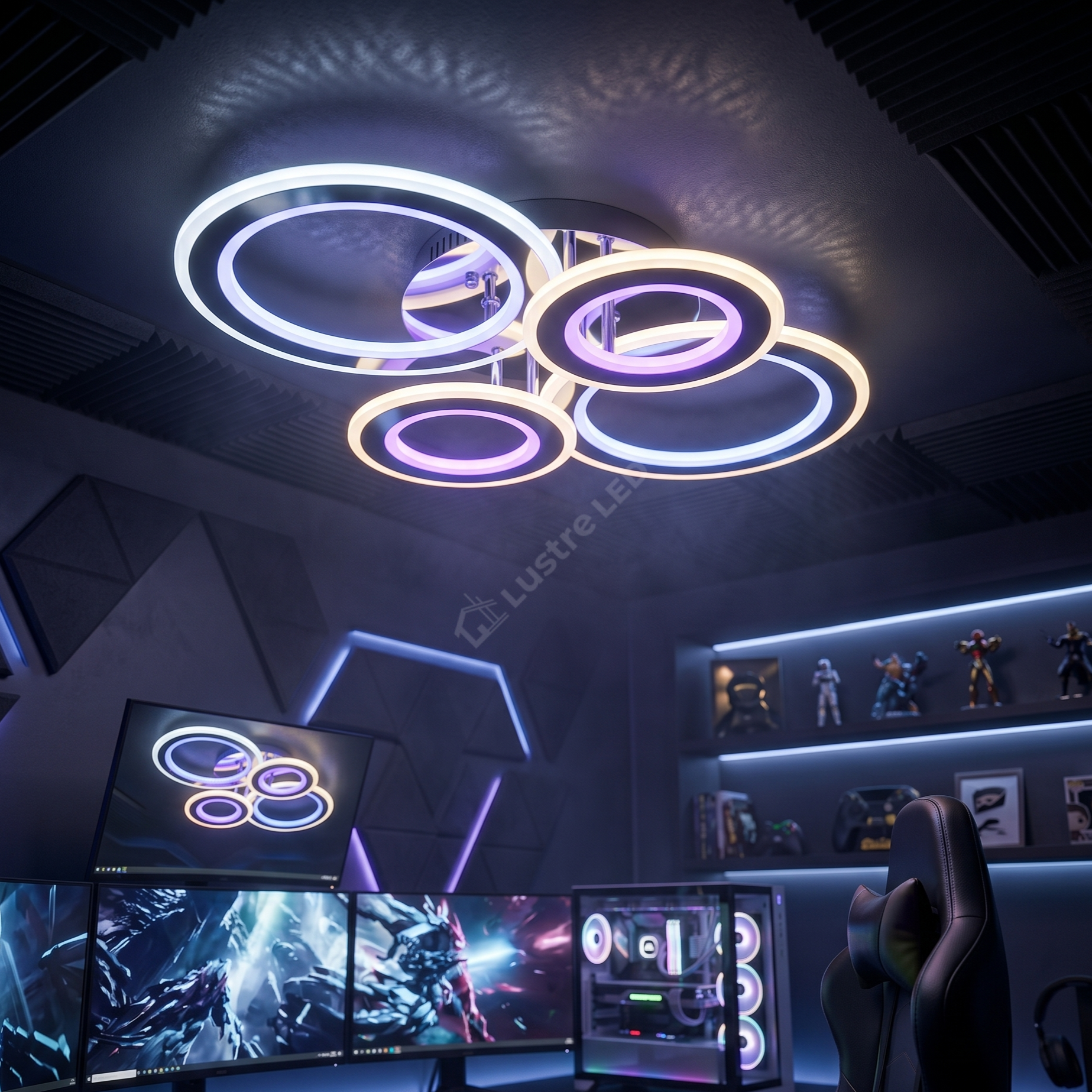 Lustra LED 2+2 Circle Chrome RGB-MIX Echivalent 800W Telecomanda