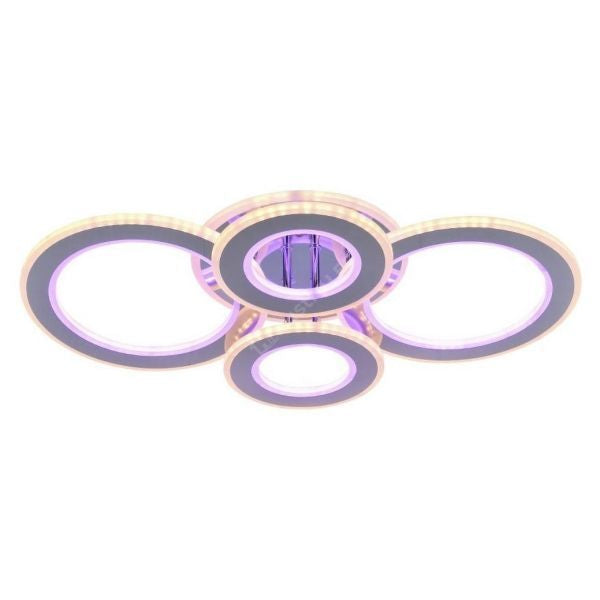 Lustra Led 176W 2 + 2 Circle Chrome Rgb-Mix Telecomanda Lighting Fixtures