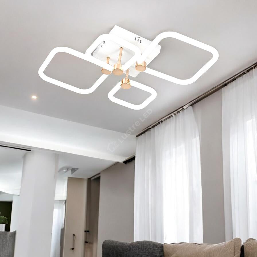 Lustra LED 2 + 2 DIAMOND Alb + Auriu Echivalent 400W Telecomanda ALB + AURIU / 70CM / DIAMOND DESIGN Lighting Fixtures