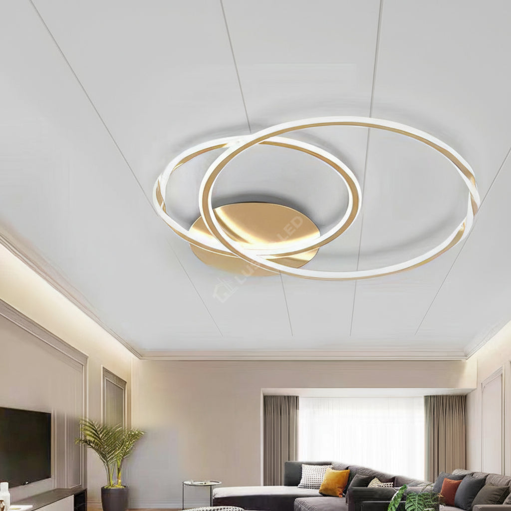 Lustra LED 2 GOLD CIRCLE Echivalent 600W Telecomanda