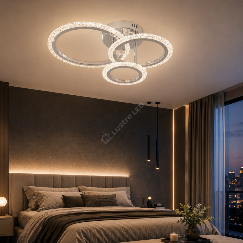 Lustra LED 3 CIRCLE Bubble Silver Echivalent 300W Telecomanda