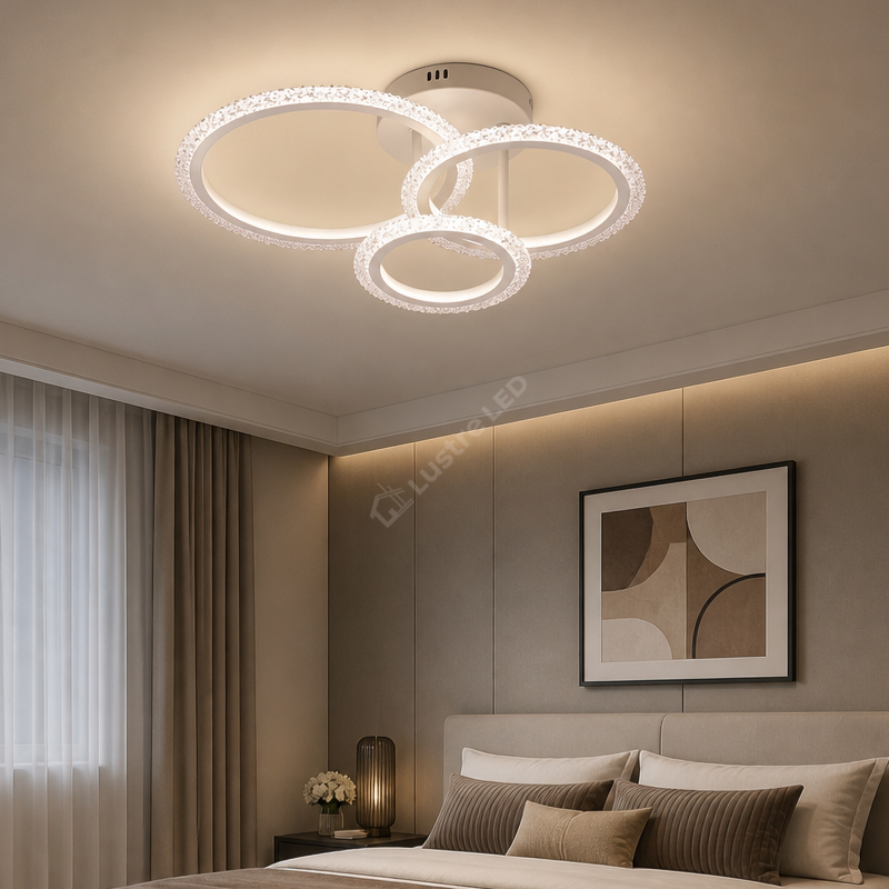 Lustra LED 3 CIRCLE Bubble White Echivalent 300W Telecomanda