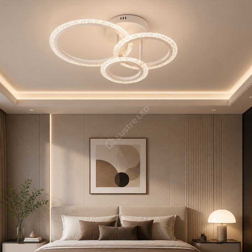 Lustra LED 3 CIRCLE Bubble White Echivalent 300W Telecomanda