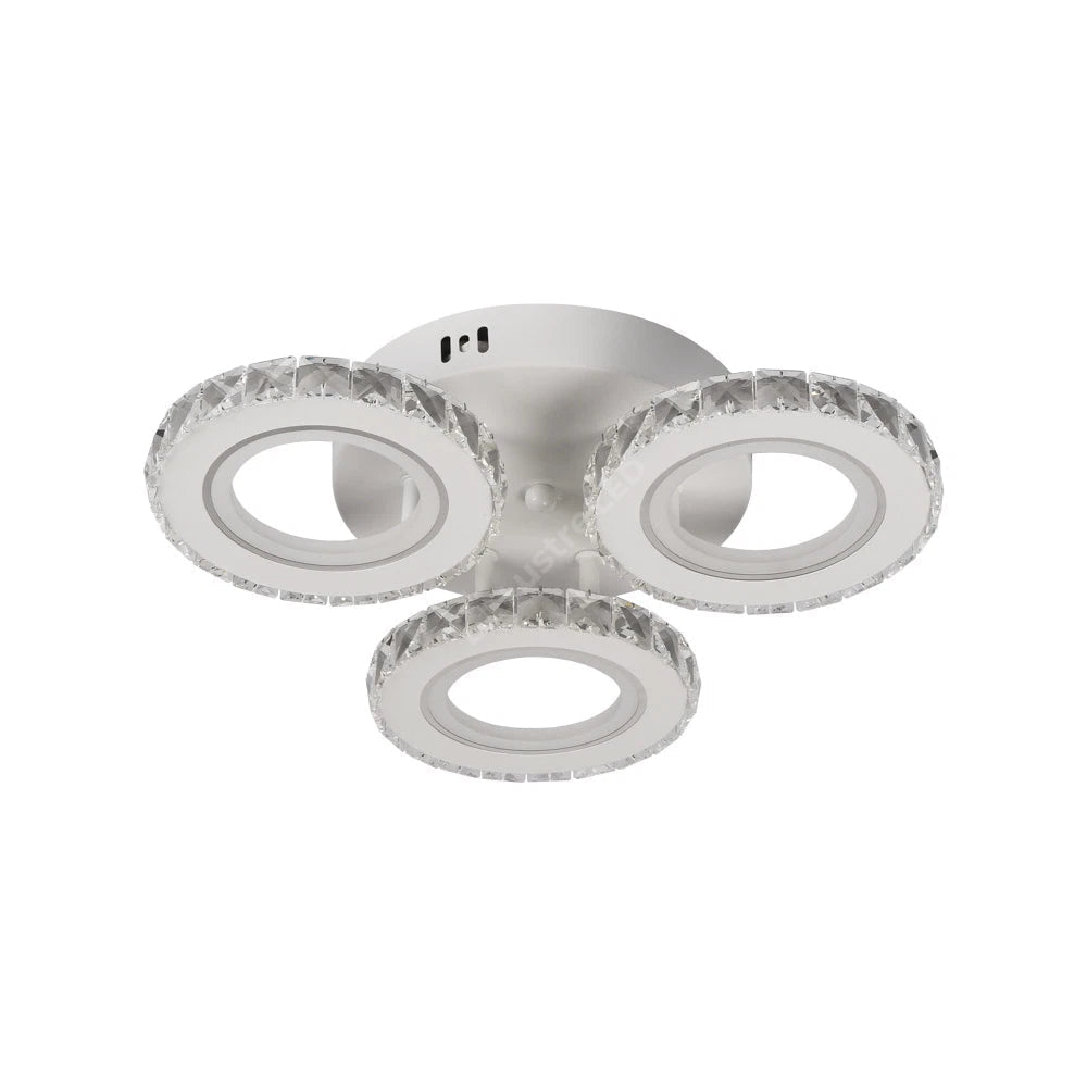 Lustra LED 3 Circle Cristal Alba Echivalent 400W Telecomanda