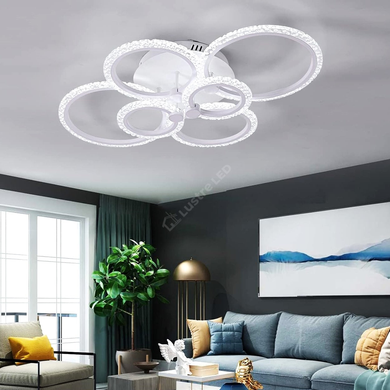 Lustra Led 4 + 2 Circle Bubbles Echivalent 800W Telecomanda Lighting Fixtures