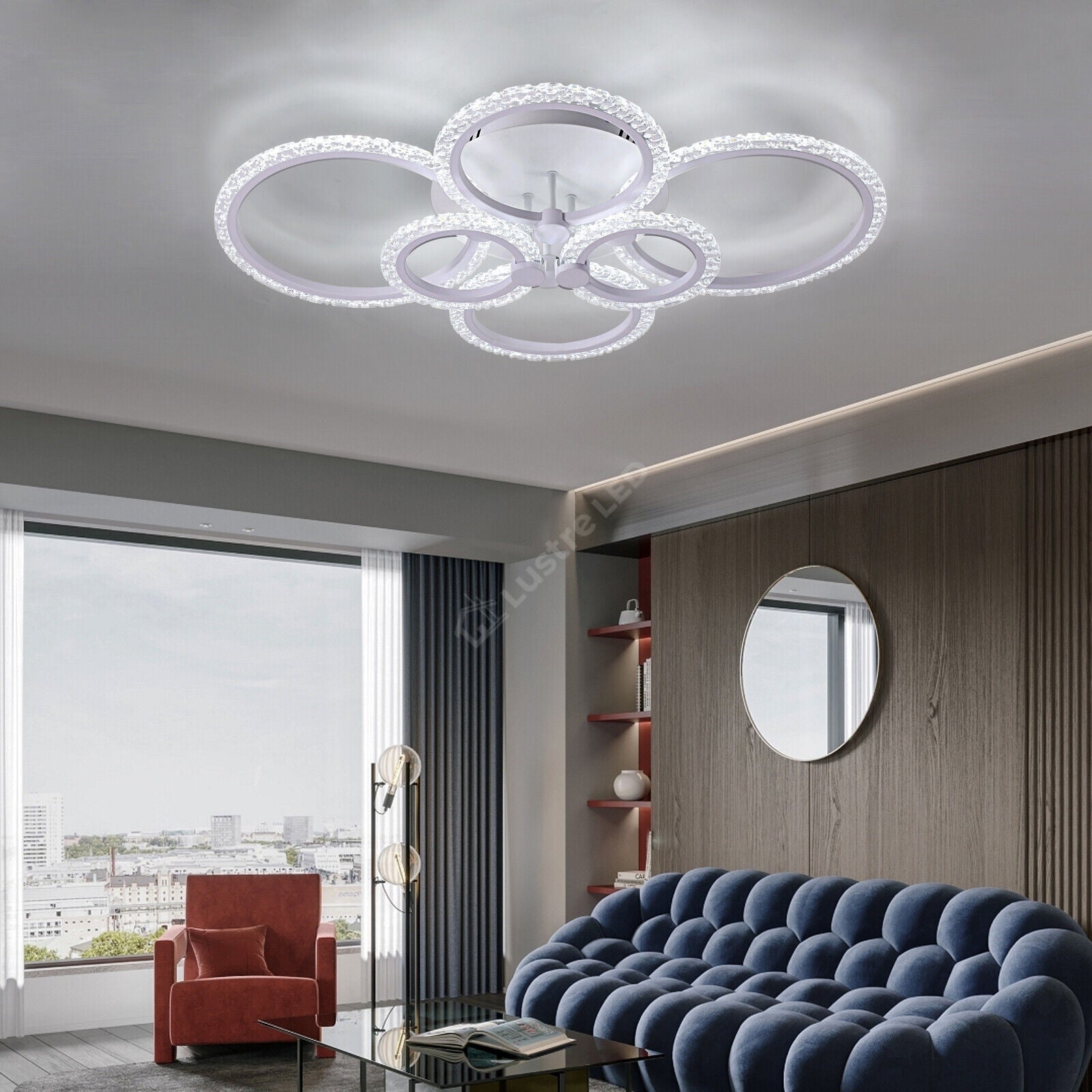 Lustra Led 160W 4 + 2 Circle Maxi Bubbles Design Telecomanda Lighting Fixtures
