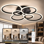 Lustra LED 4+2 Circle MAXI Black Echivalent 600W Telecomanda