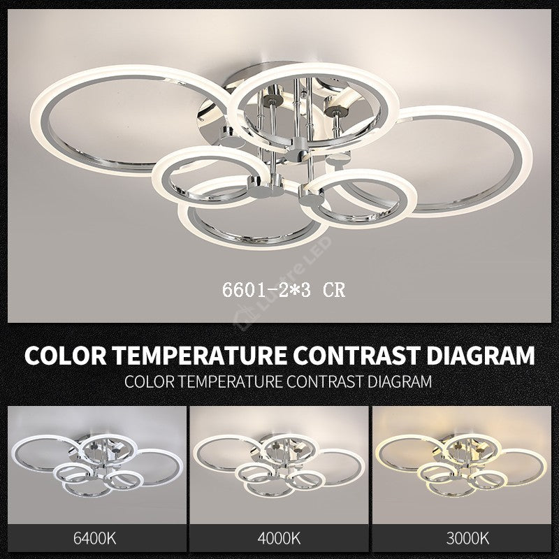 Lustra Led 4 + 2 Circle Maxi Chrome Echivalent 600W Telecomanda Lighting Fixtures