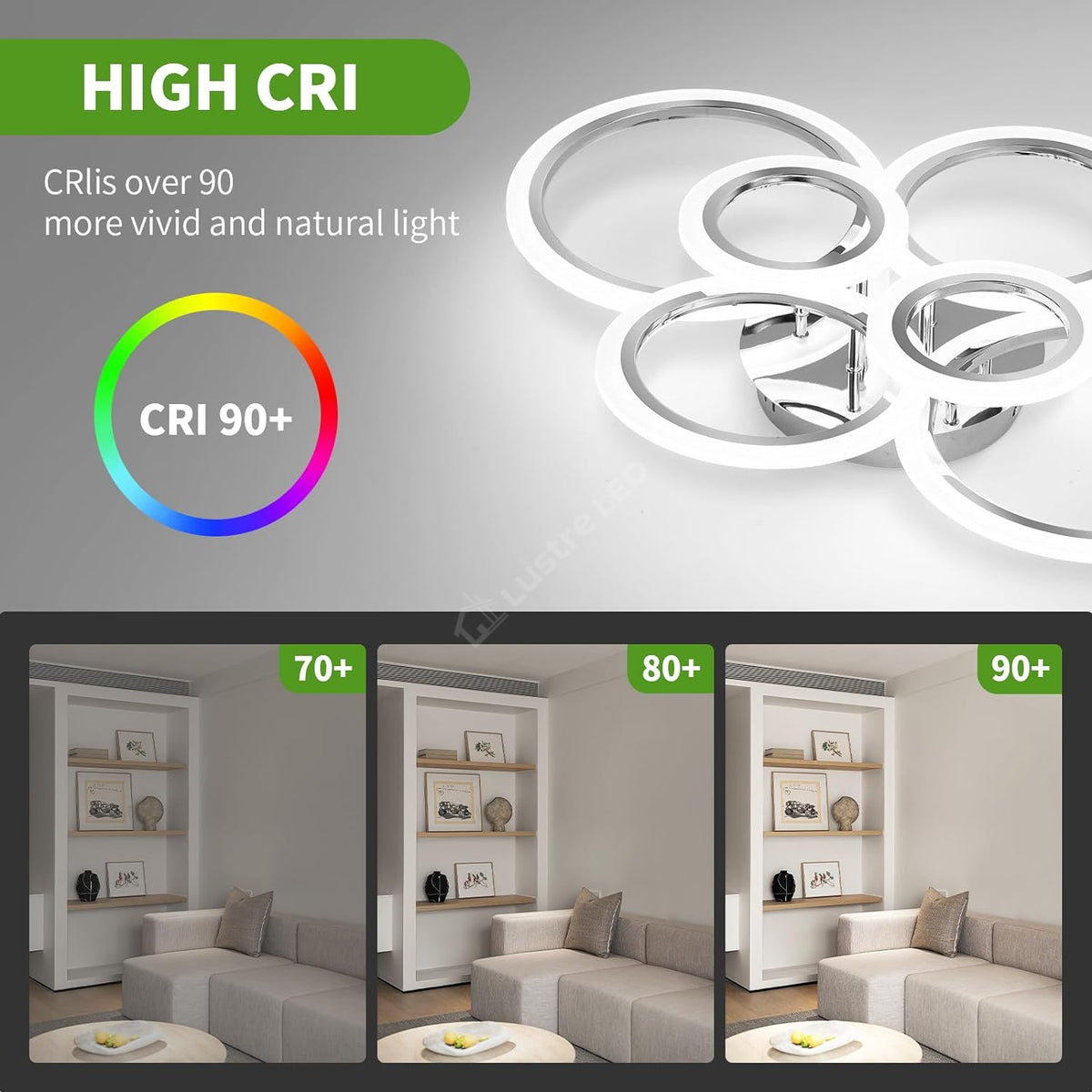 Lustra Led 4 + 2 Circle Maxi Chrome Echivalent 600W Telecomanda Lighting Fixtures