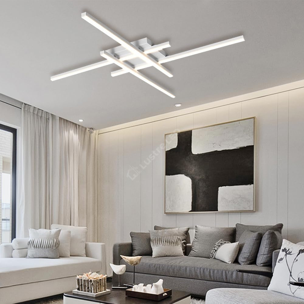 Lustra LED 4 Modern LINES Alb Echivalent 400W Telecomanda ALBA / 86CM / MINIMALIST DESIGN Lighting Fixtures