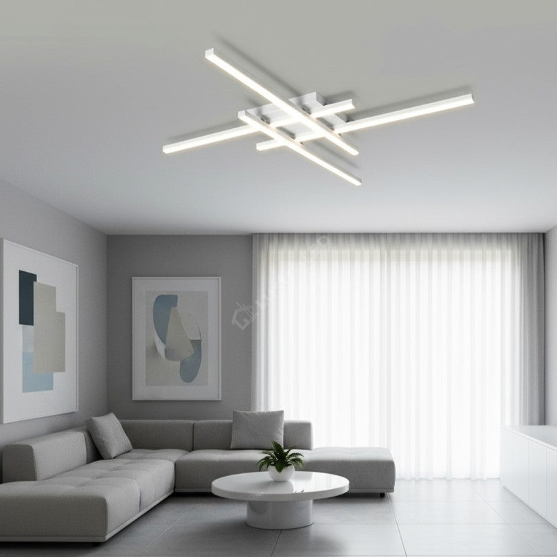 Lustra LED 4 Modern LINES Alb Echivalent 400W Telecomanda ALBA / 86CM / MINIMALIST DESIGN Lighting Fixtures