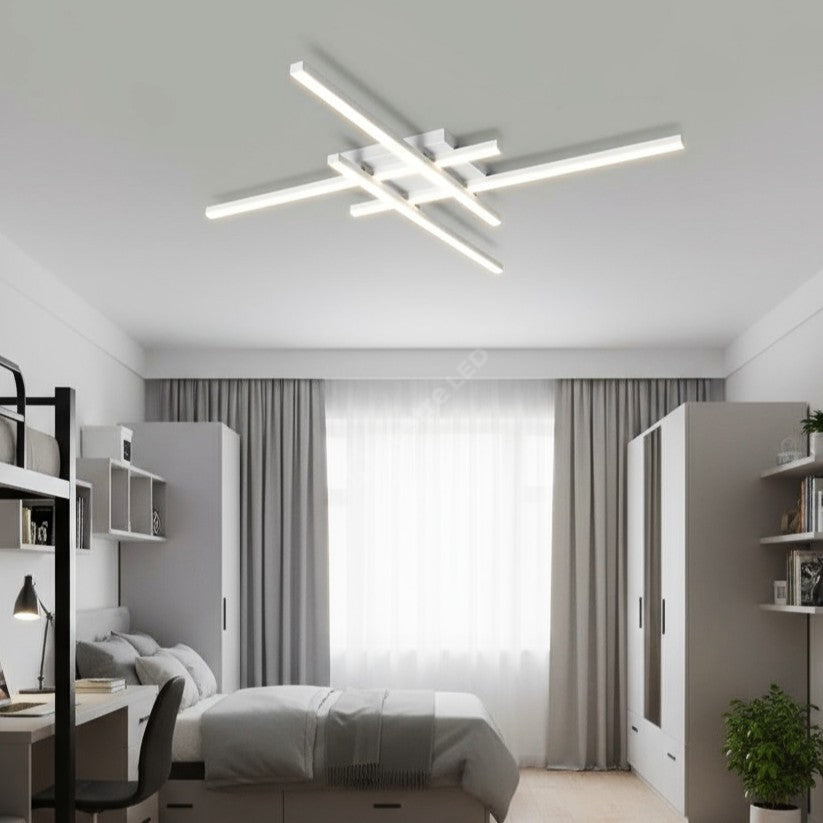 Lustra LED 4 Modern LINES Alb Echivalent 400W Telecomanda ALBA / 86CM / MINIMALIST DESIGN Lighting Fixtures