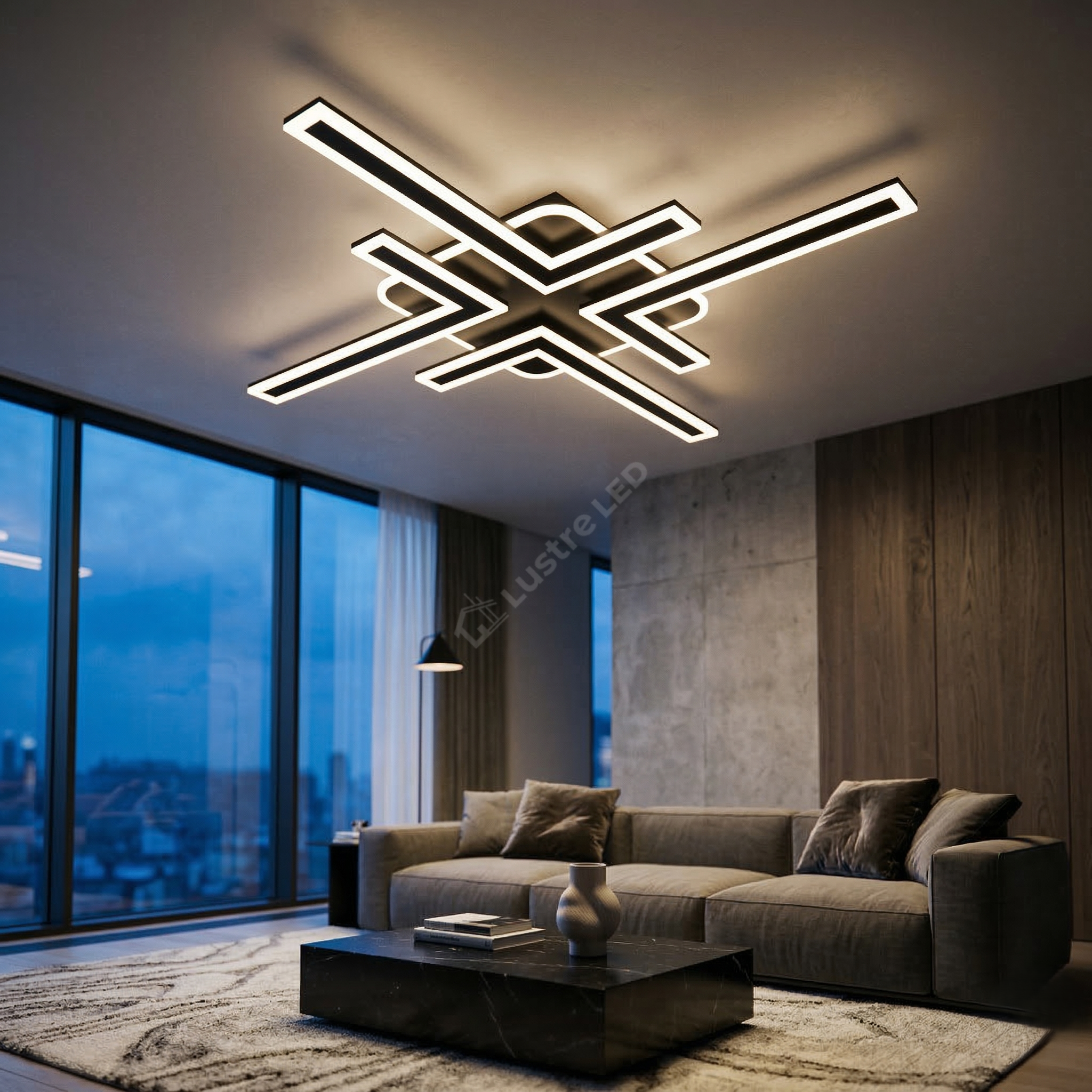 Lustra LED 4 Modern NEXUS LINES Black Echivalent 600W Telecomanda