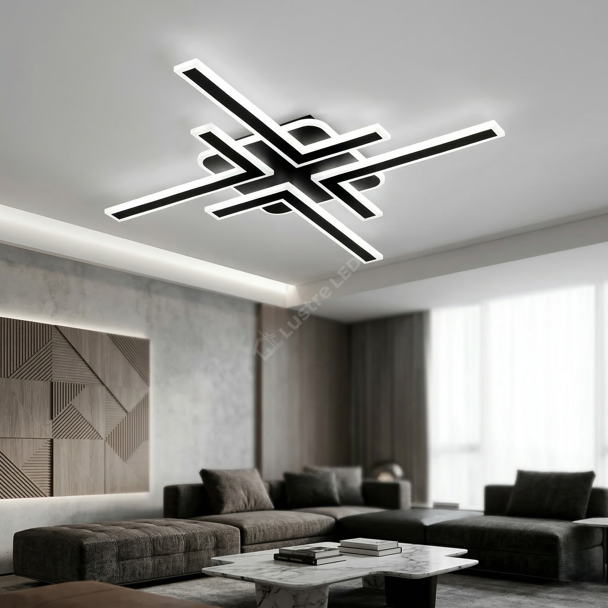Lustra LED 4 Modern NEXUS LINES Black Echivalent 600W Telecomanda