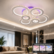 Lustra LED 6 CIRCLE Cristal Alba RGB Echivalent 800W Telecomanda