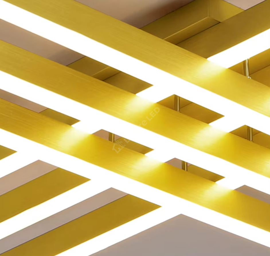 Lustra Led 6 Modern Lines Gold Echivalent 600W Telecomanda Lighting Fixtures