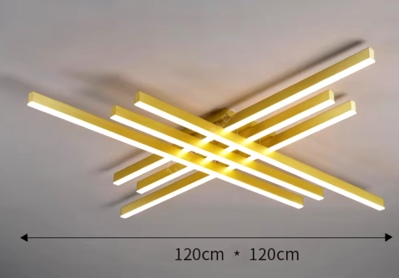 Lustra Led 6 Modern Lines Gold Echivalent 600W Telecomanda Lighting Fixtures