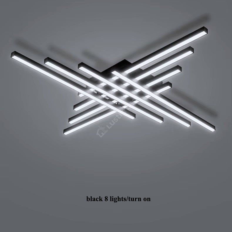 Lustra LED 8 Modern LINES Black Echivalent 1000W Telecomanda NEAGRA / 120CM / MINIMALIST DESIGN Lighting Fixtures