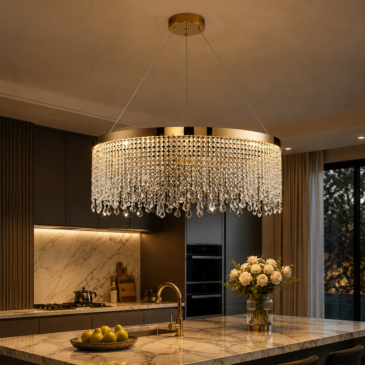 Lustra LED 80W Gold Luxury Cristal 60cm 1 Segment