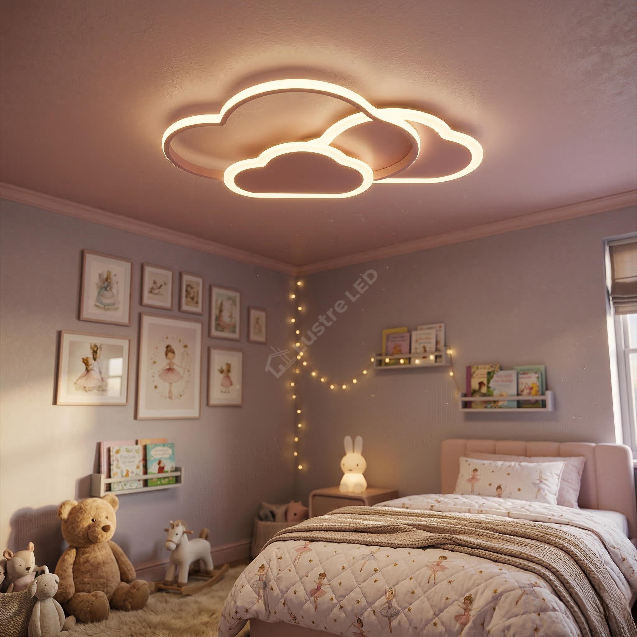 Lustra LED 86W NORISOR Pink Telecomanda Echivalent 400W