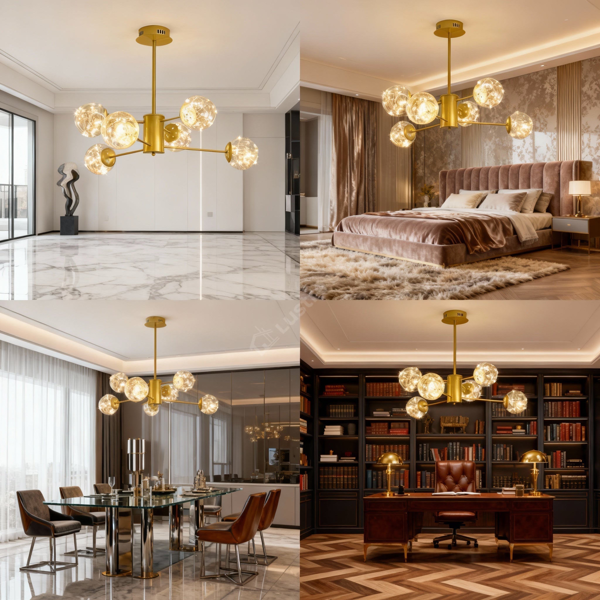 Lustra LED Abajur 3+3 Sparkle Gold 94cm 3000K 2000lm