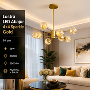 Lustra LED Abajur 4+4 Sparkle Gold 94cm 3000K 2500lm