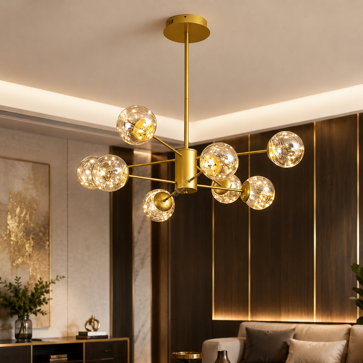 Lustra LED Abajur 4+4 Sparkle Gold 94cm 3000K 2500lm