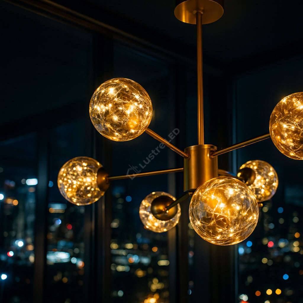 Lustra LED Abajur 4+4 Sparkle Gold 94cm 3000K 2500lm