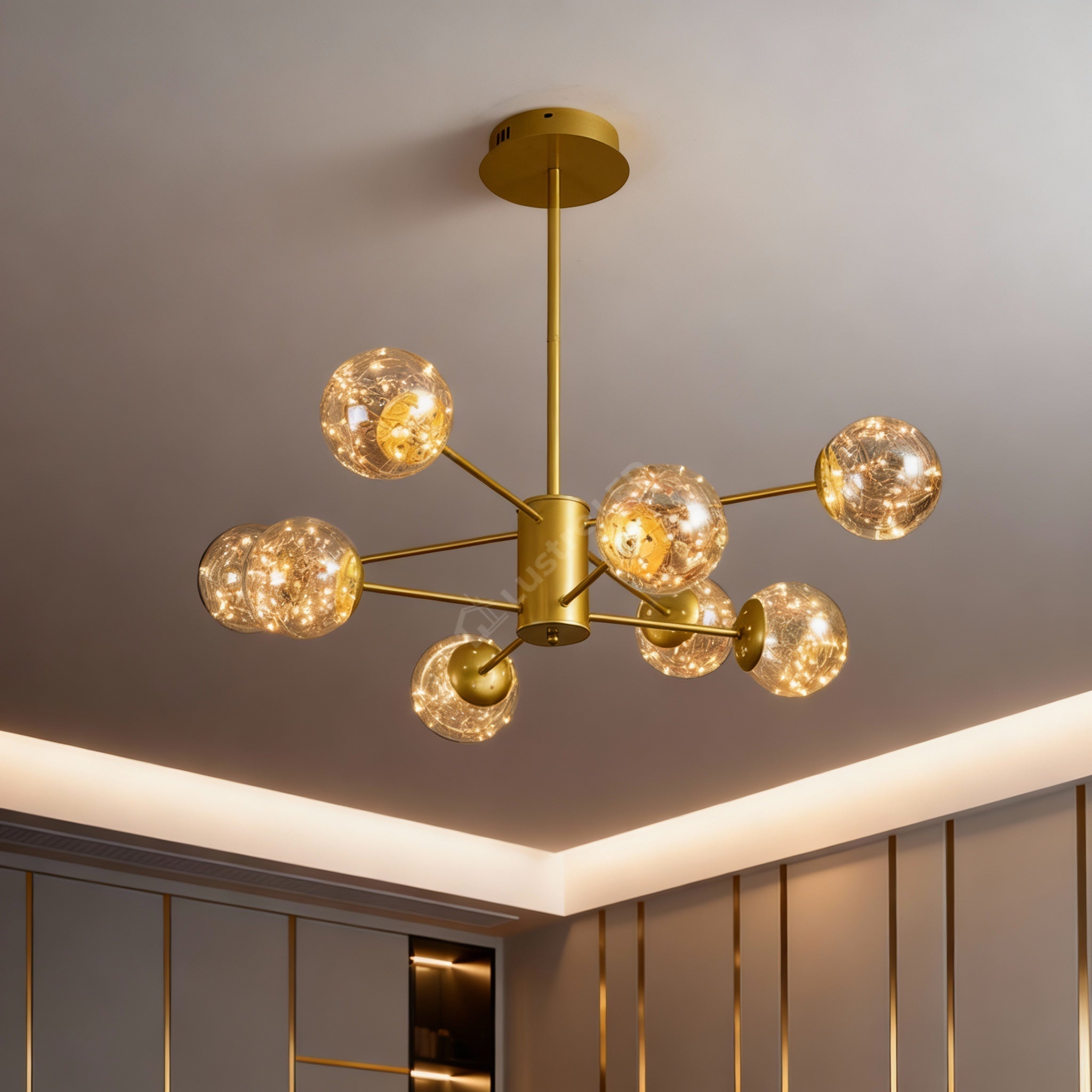 Lustra LED Abajur 4+4 Sparkle Gold 94cm 3000K 2500lm