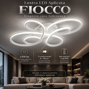 Lustra LED Aplicata FIOCCO White 3CCT Telecomanda 66CM Echivalent 380W