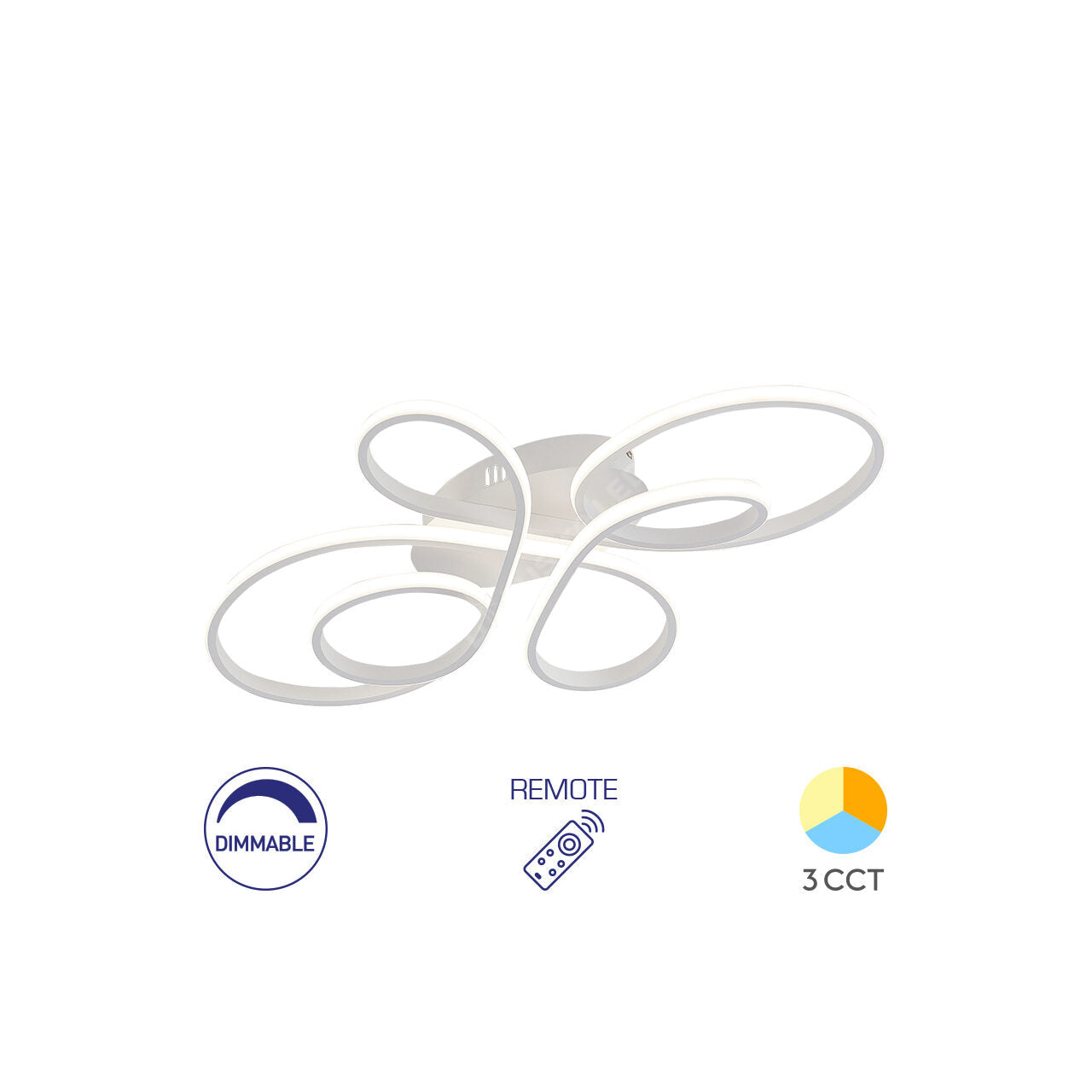 Lustra LED Aplicata FIOCCO White 3CCT Telecomanda 66CM Echivalent 380W