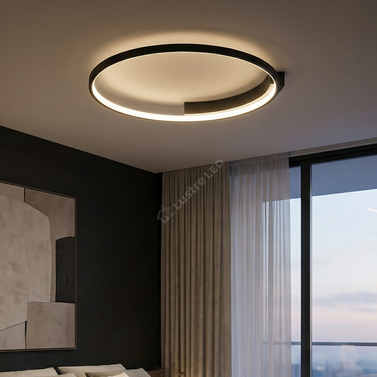 Lustra LED Aplicata JORY White&Black Telecomanda Echivalent 600W